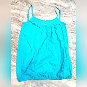 Anchor Blue Teal Ruffle Button Camisole Tank Top – Size Small Y2K Style